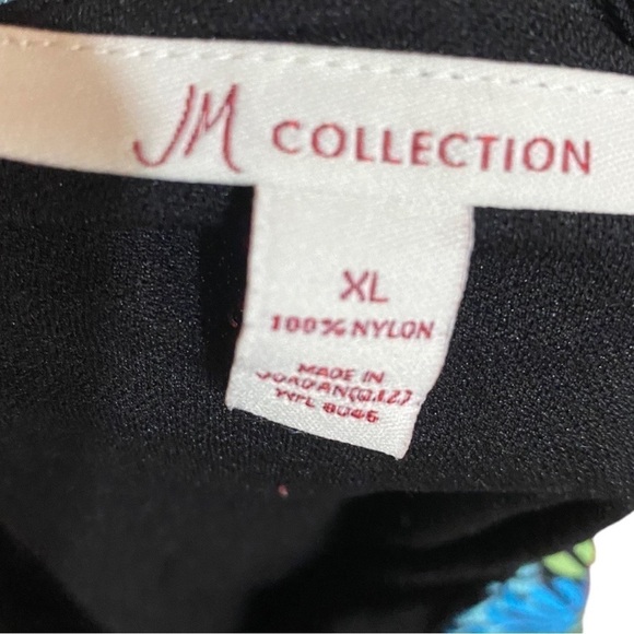JM Collection Floral Blouse Blue Black Green Size XL - Picture 5 of 5